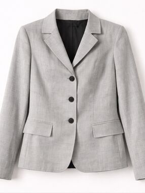 👉 Cleo Light Gray Structured Blazer Minimalist Workwear Chic Size 14